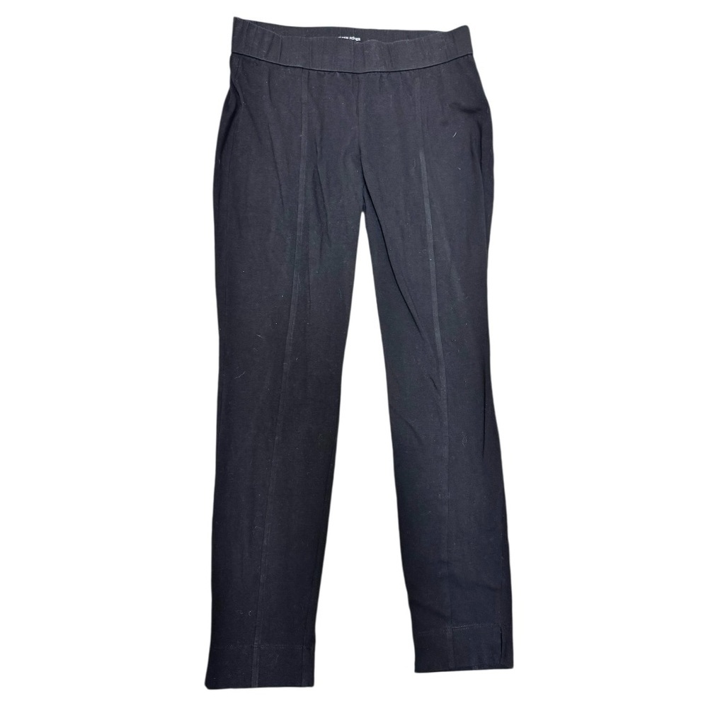 Eileen Fisher Black Seamed Pull on Knit Pants in Organic Cotton, Size Medium